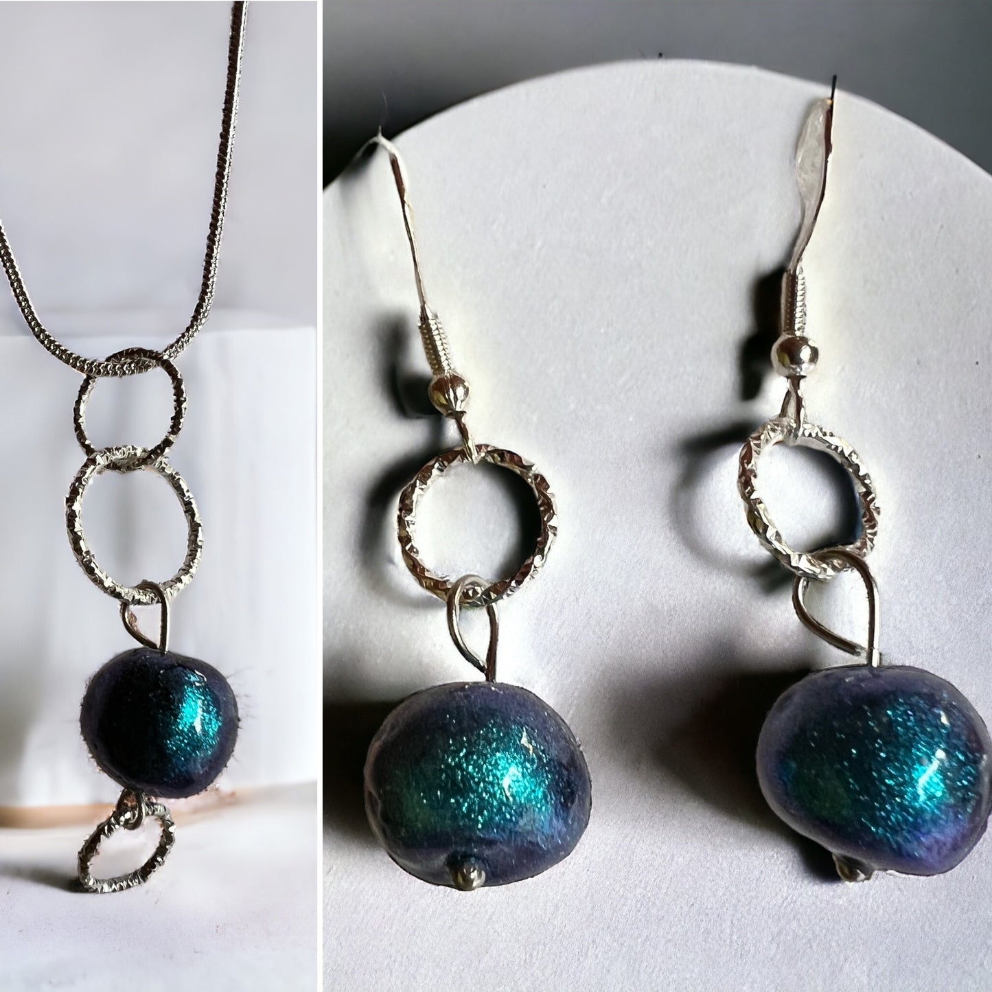 Blue/teal shimmer pearls