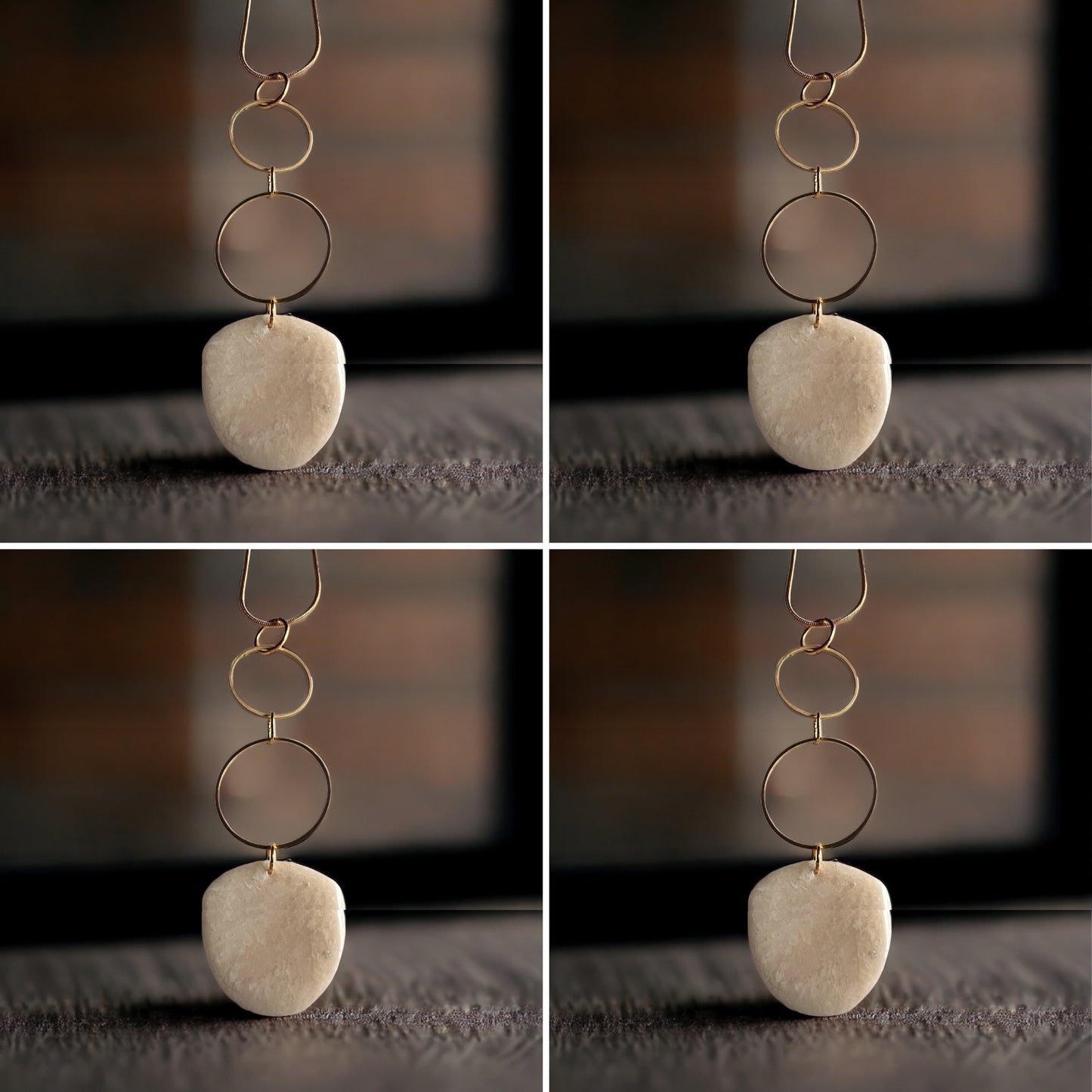Ivory and white pendant with gold