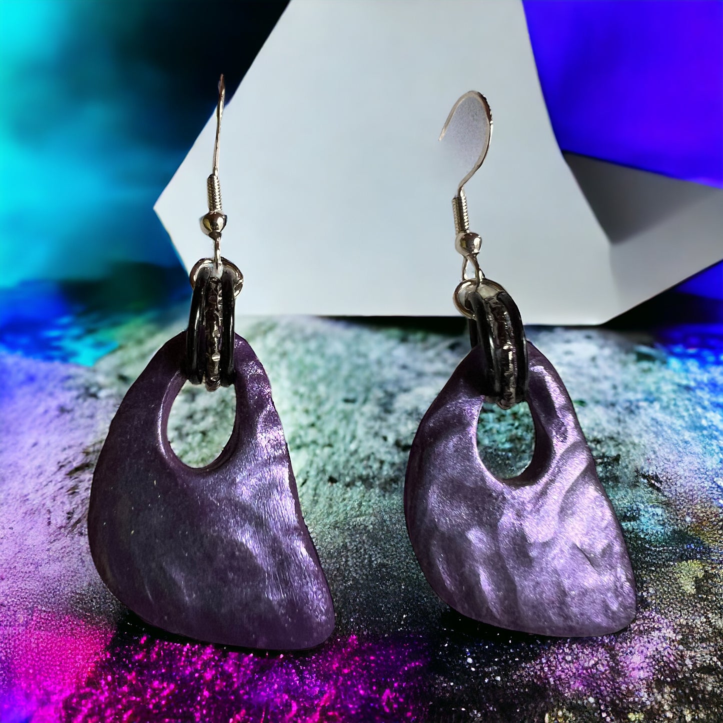 Purple pendant with earrings