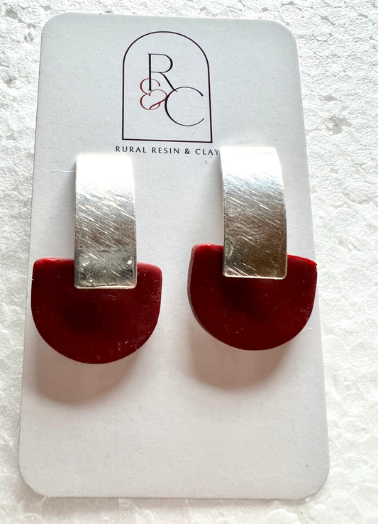 Deep red with silver