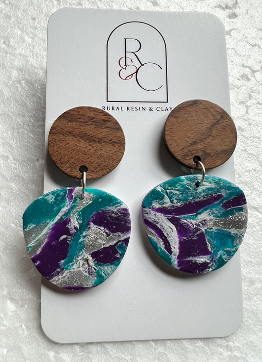 Teals, silver, and purple