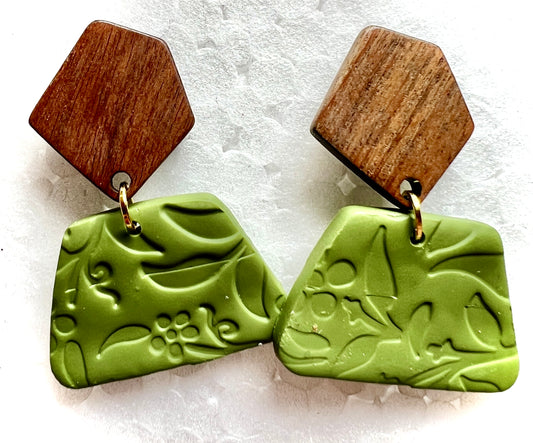 Olive green with wood accent