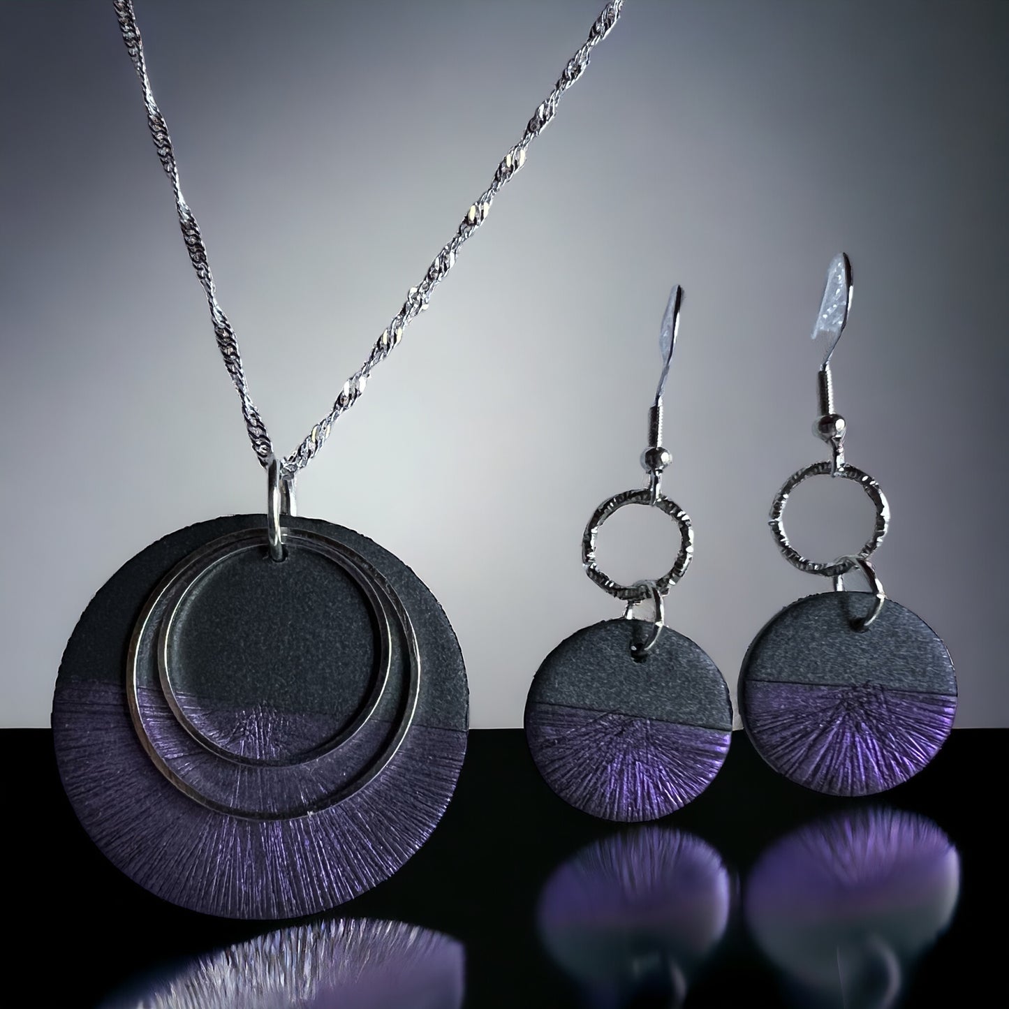 Textured pewter & purple