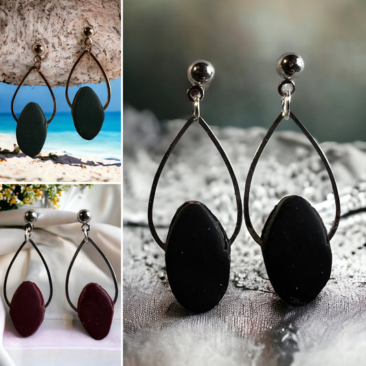 The Jillian is a simple tear drop with clay gem.