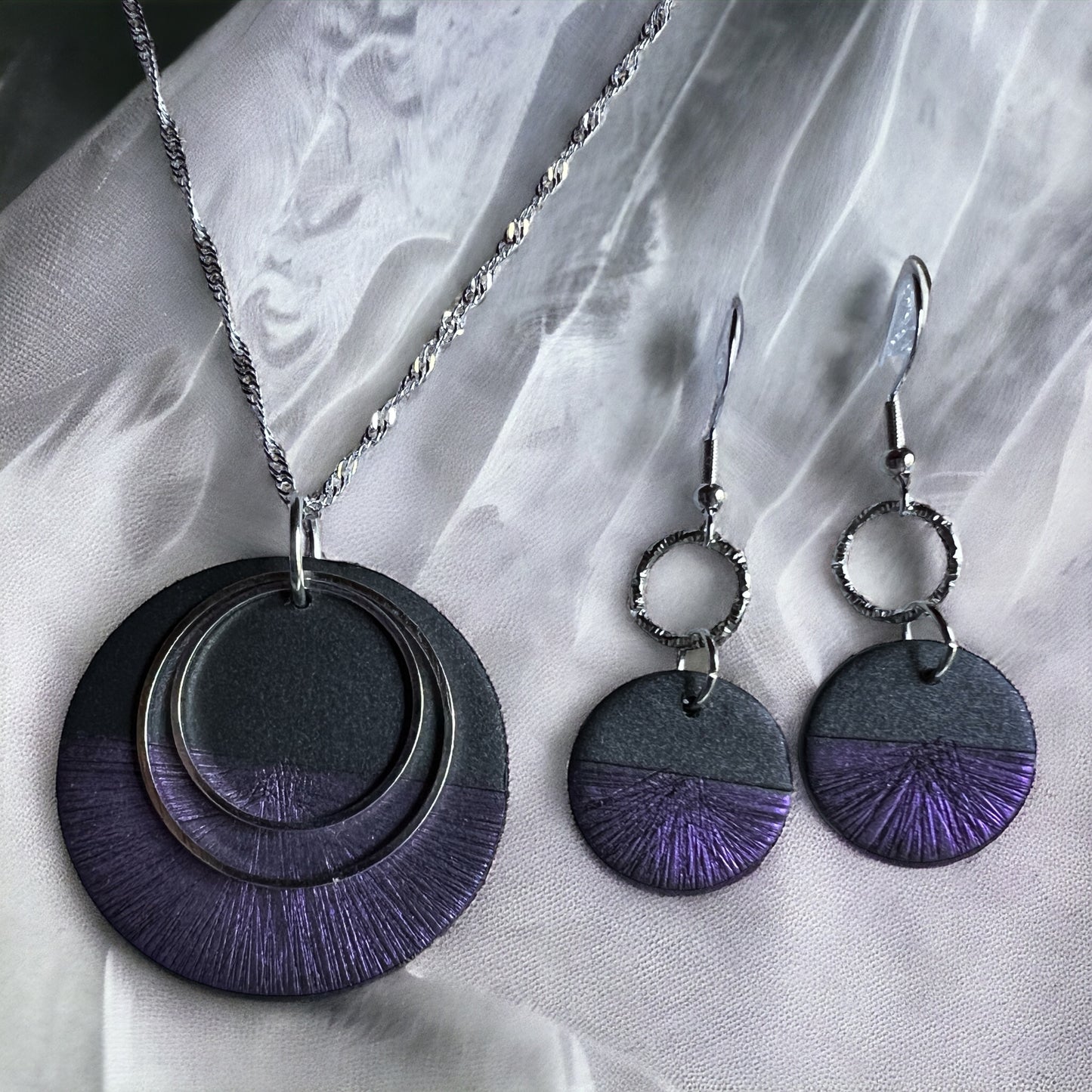 Textured pewter & purple