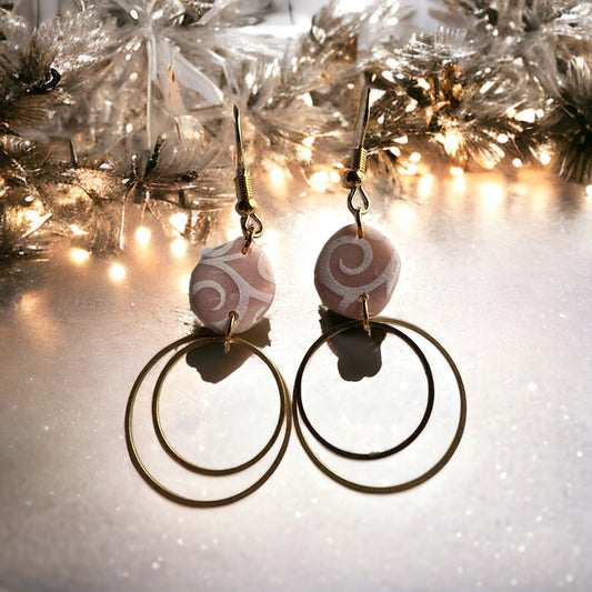 Beige swirl dangles