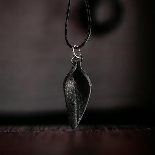 Leather look leaf drop pendant & earring set