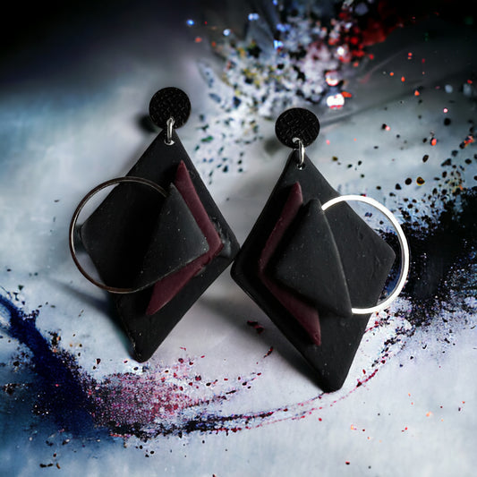 Black & burgundy angles with silver