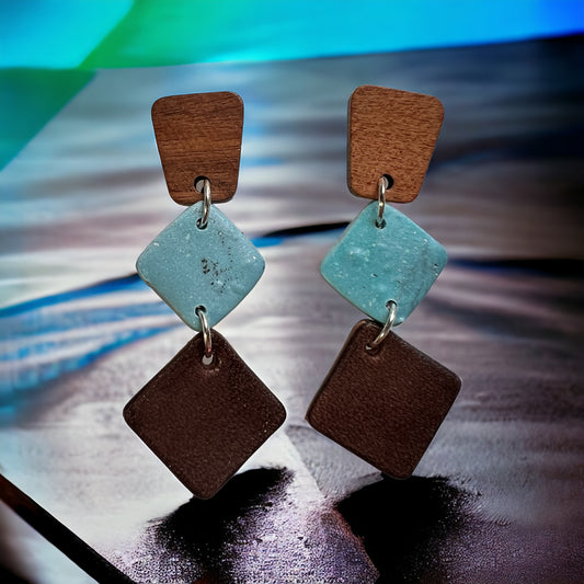 Leather & clay with wooden accents